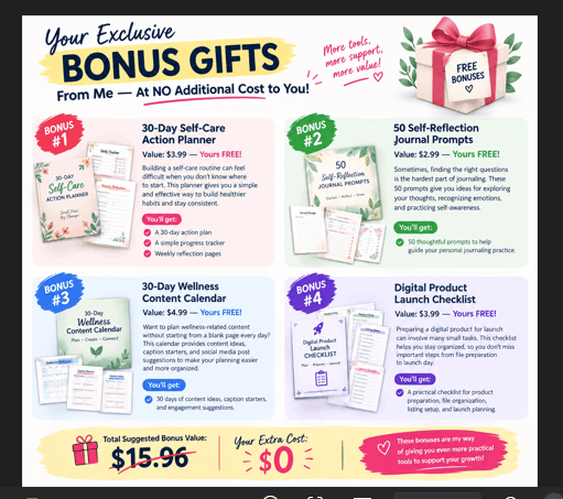 Everyday Resilience bonus bundle with 4 free digital gifts worth $15.96.