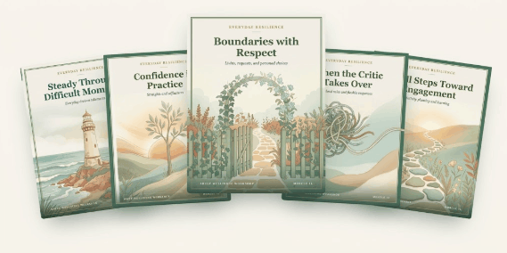 Everyday Resilience adult wellbeing worksheets with guided activities and editable PLR content.