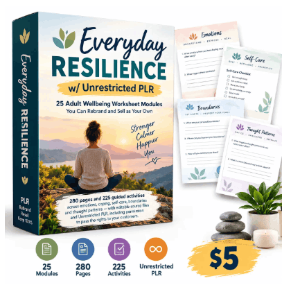 Everyday Resilience PLR library of adult wellbeing worksheets
